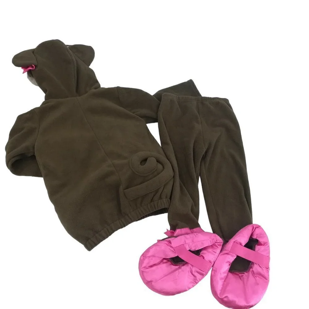 Old Navy Monkey Dress Up Halloween Costume Size 2T-3T Pink Bow Warm Two Piece